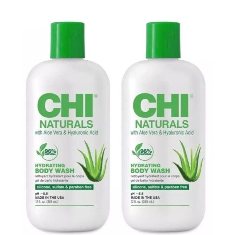 (2) CHI Naturals Hydrating BODY WASH w/ Aloe Vera & Hyaluronic Acid 12oz